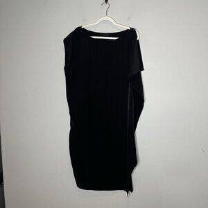 Hatch Maternity One Size Slouchy Satin Black Dress Shoulder Slit